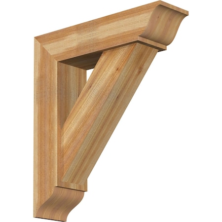Ekena Millwork Traditional Traditional Rough Sawn Bracket w/ Offset Brace, Western Red Cedar, 8"W x 30"D x 34"H BKT0806X30X34TRA01RWR